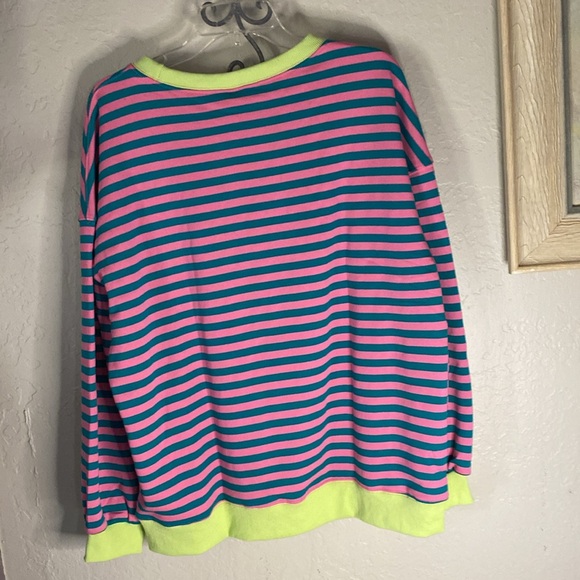 Striped Dropped Shoulder Crew Slouchy Pull Over Top Nwt. - Picture 8 of 11
